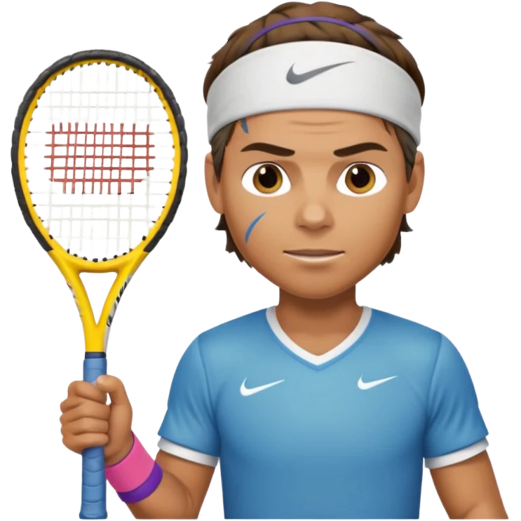 rafael nadal half body with head band,half body, tennis racket emoji
