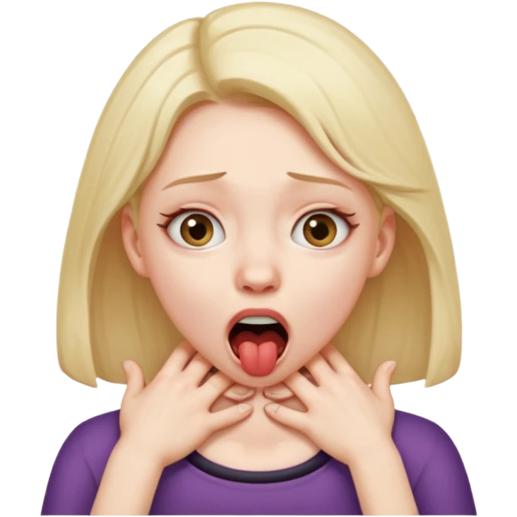 girl with two hands on her neck choking with mouth open and eyes crazy emoji
