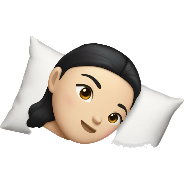 white girl with straight black hair laying down on a pillow emoji