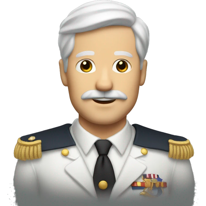 white man with a short moustache raising his hand and hes a captain emoji
