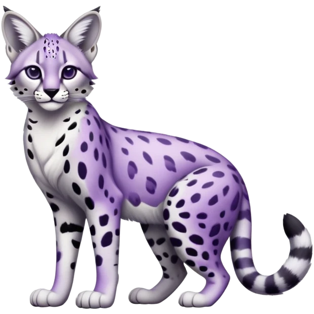 Epic Edgy Cute Black White Purple ethereal Serval-Snow-Leopard-Bobcat-Fionbri full body emoji
