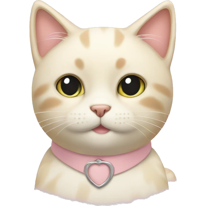 cream cat with light pink collar sitting emoji