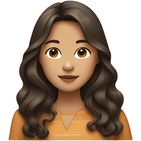 caramel skin asian girl with long dark brown medium wavy hair with middle part emoji