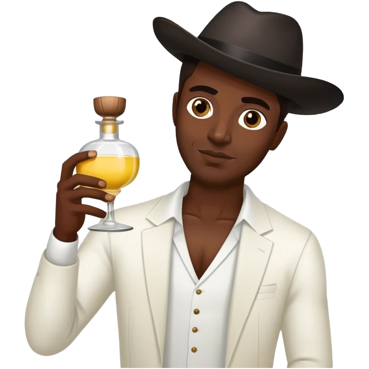 DARK black guy dark brown eyes holding tequila emoji