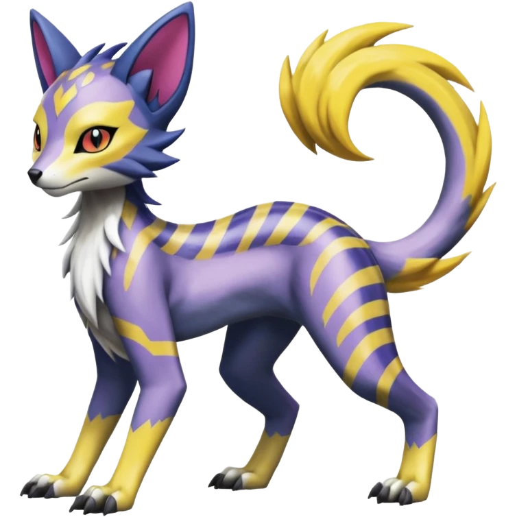 Colorful Meloetta-Lykoi-Sergal-Renamon-Wargreymon-Pokémon-Digimon-Fakémon-fusion-hybrid-creature emoji