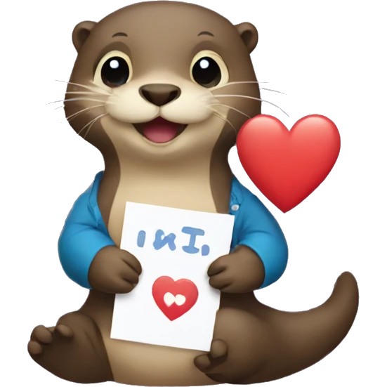Otter holding an I Love You sign emoji