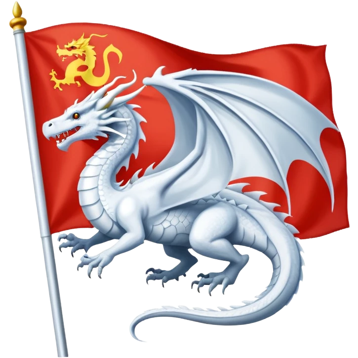Create a flag with a red background and a white dragon like the red dragon of the welsh flag emoji