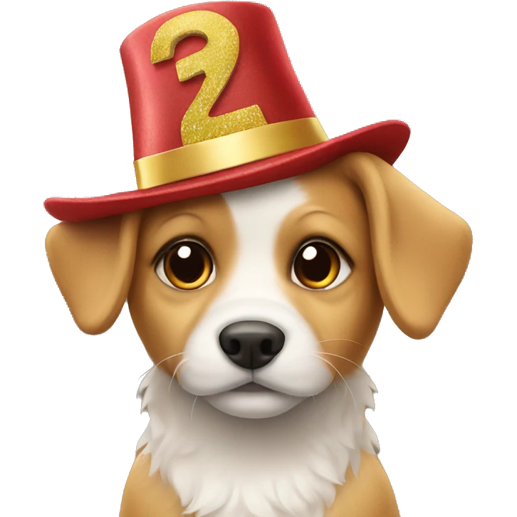 Cute dog in a New Year's hat emoji