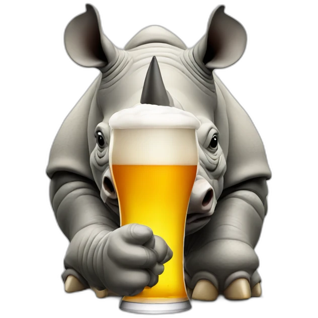 head of a rhino drinking beer emoji