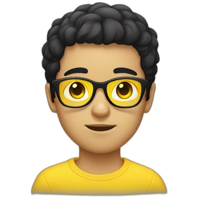 boy with yellow tinted glasses and combed black hair  emoji