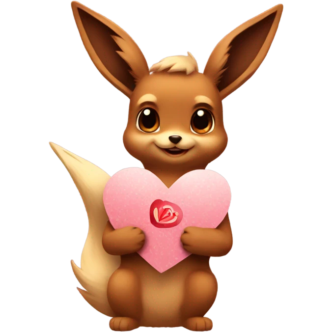 Eevee holding a valentine emoji