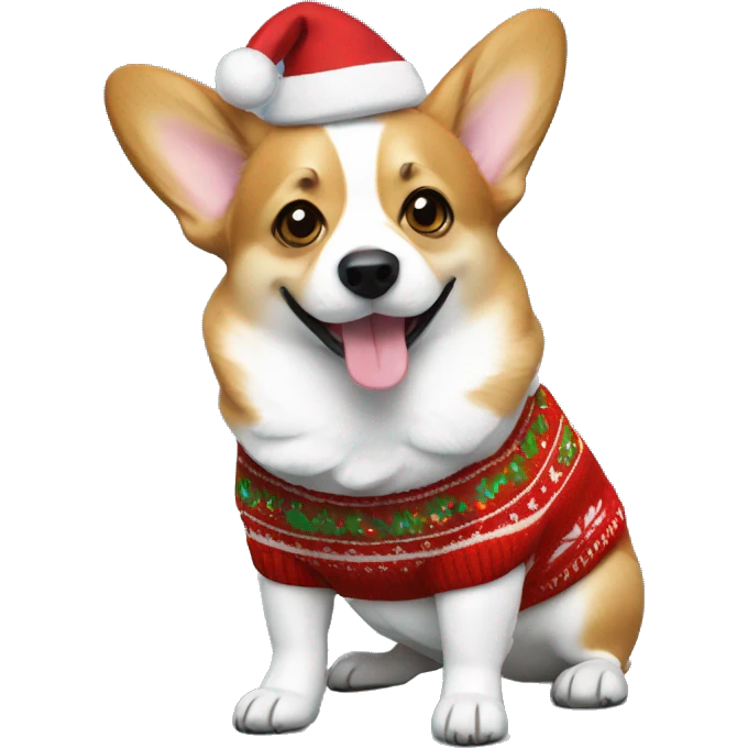 Corgi in Christmas sweater  emoji