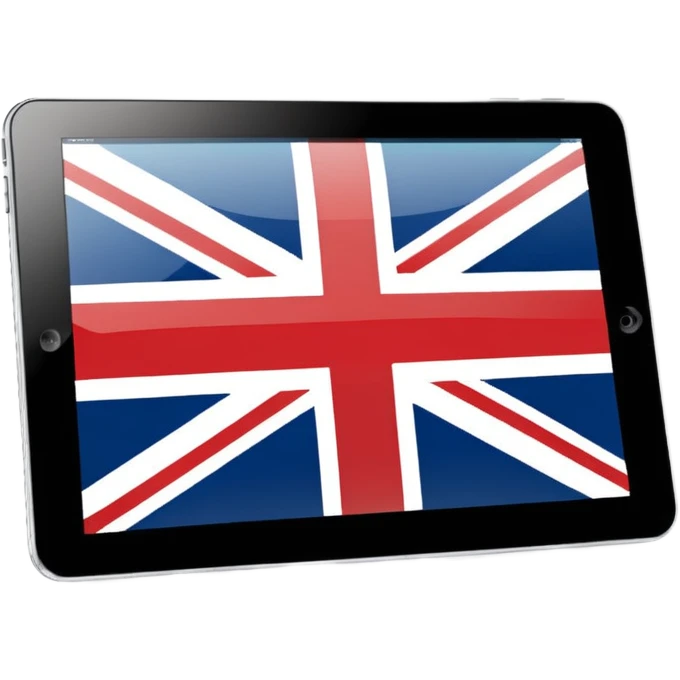 iPad tablet with English flag emoji