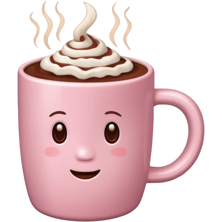 Light pink cup with hot chocolate in it emoji