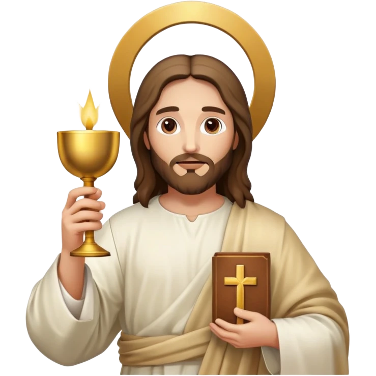 Jesus holding the Eucharist and chalice, celebrating mass emoji