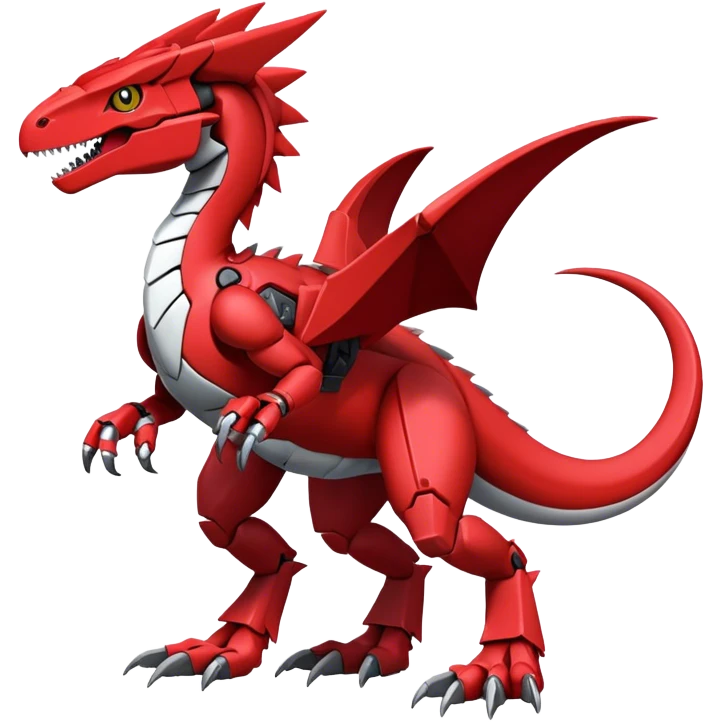  Cool Edgy Red Digimon-Fakemon-Guilmon-Velociraptor-Dragon-Mecha full body  emoji