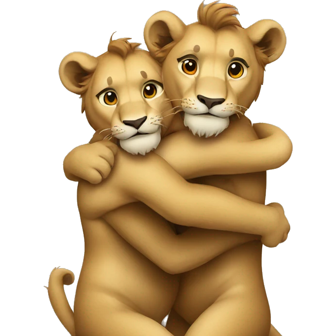 lions hug emoji