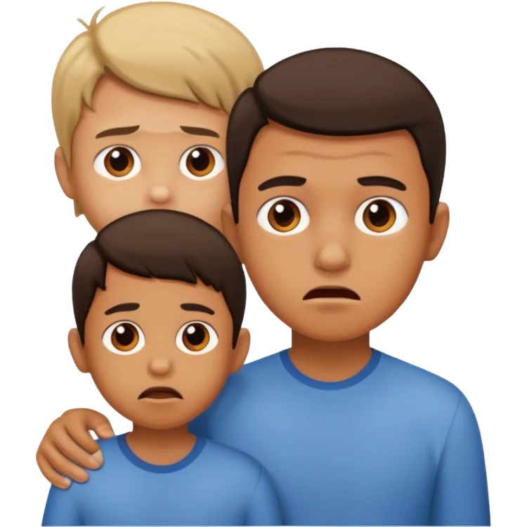 a scared child with a man behind the back emoji