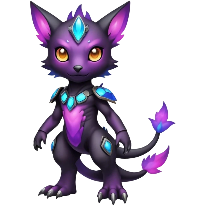 Cute cool colorful dark nebula fantasy-Fakemon-Digimon-animal-hybrid full body emoji