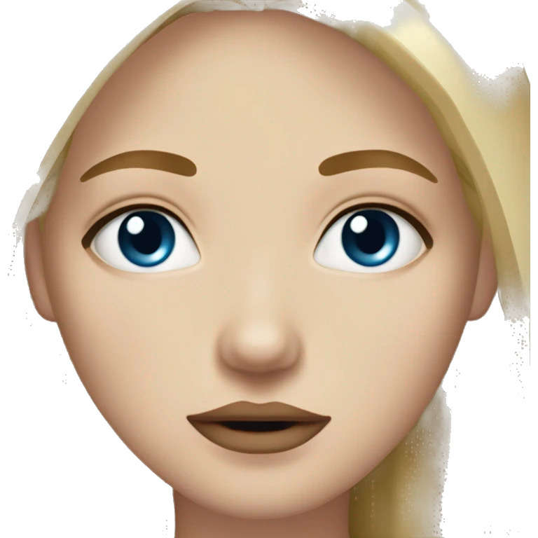 Dirty blonde girl with grown out brown roots black eye bags tired small blue eyes pale skin thin lips small nose straight hair  emoji