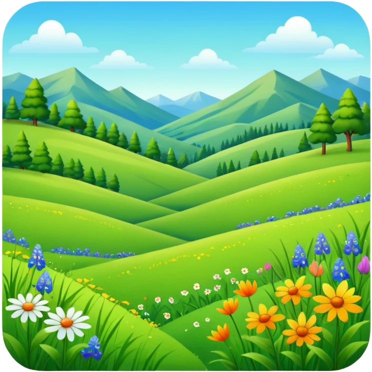 lush green meadow with wildflowers, no mountains in the background emoji