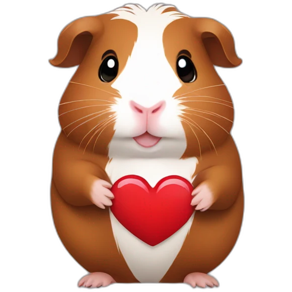 brown guinea pig holding a heart emoji