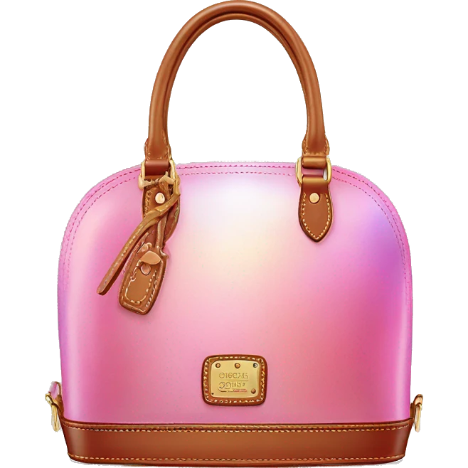 Realistic pink iridescent dome shaped Dooney and Bourke satchel purse isolated.  emoji