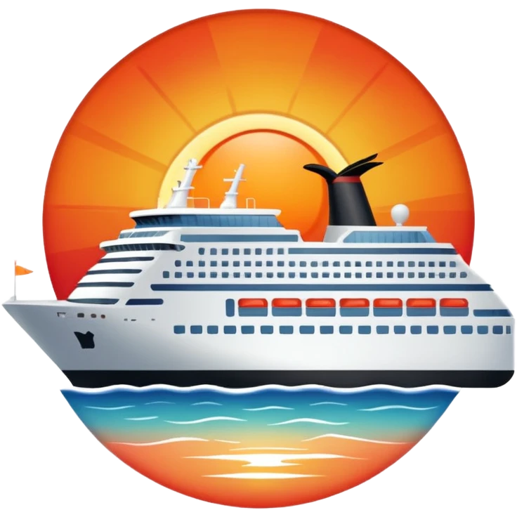 sun setting on a cruise ship emoji