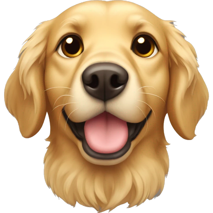 A golden retriever with very dark brown eyes emoji