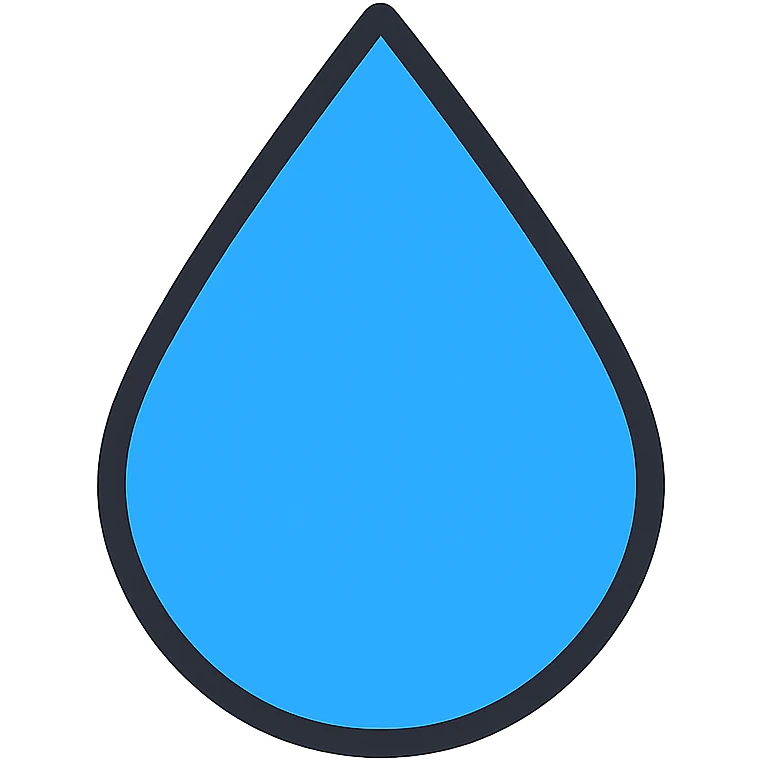 water drop outlined with blue color emoji