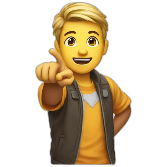 kid pointing at gaming emoji