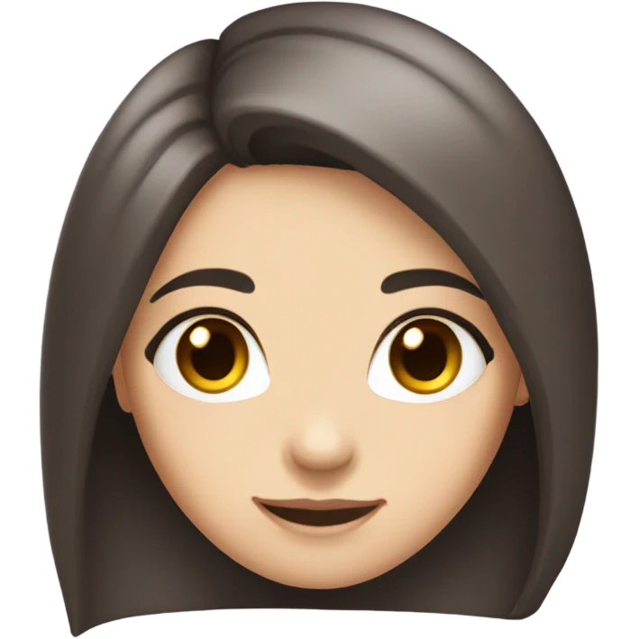 girl with dark brown hair smiling and white skin and small hazel eyes and long eyelashes emoji