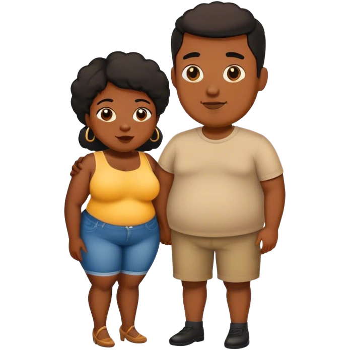 slim short man and fat black woman love emoji