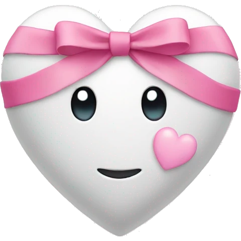 White heart with pink bow  emoji