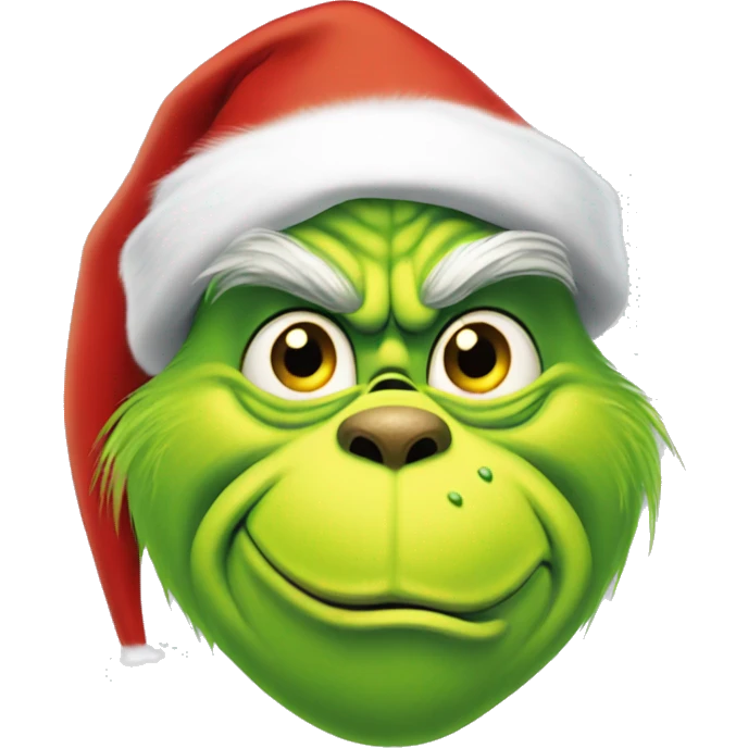 the grinch wearing a Santa hat emoji