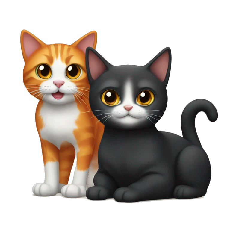 Orange cat and black cat emoji