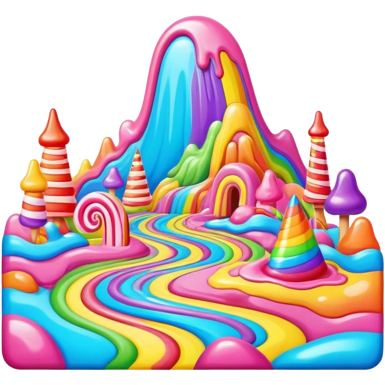 surreal melting neon rainbow candy land landscape emoji