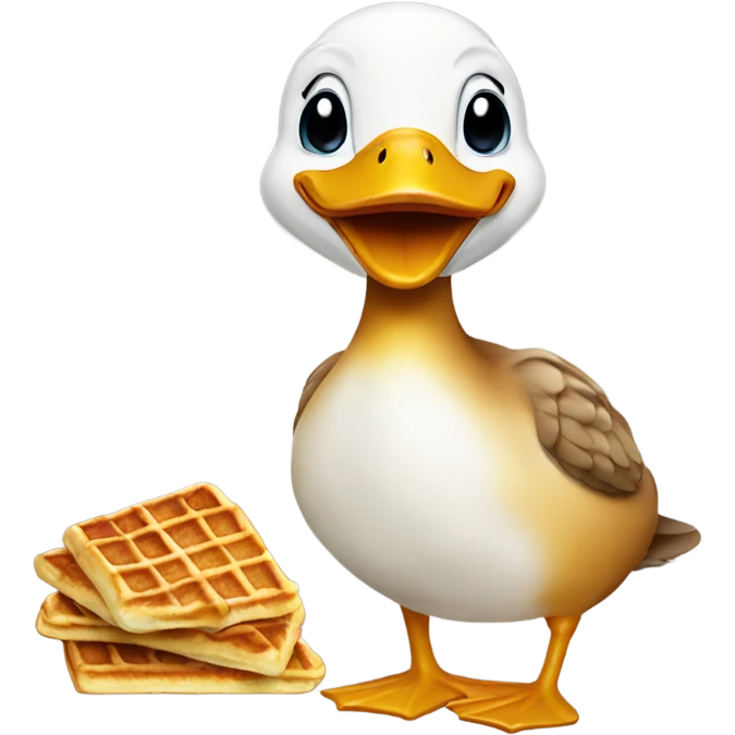 Duck eating waffles emoji