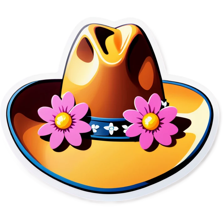 Cowgirl hat with flowers emoji