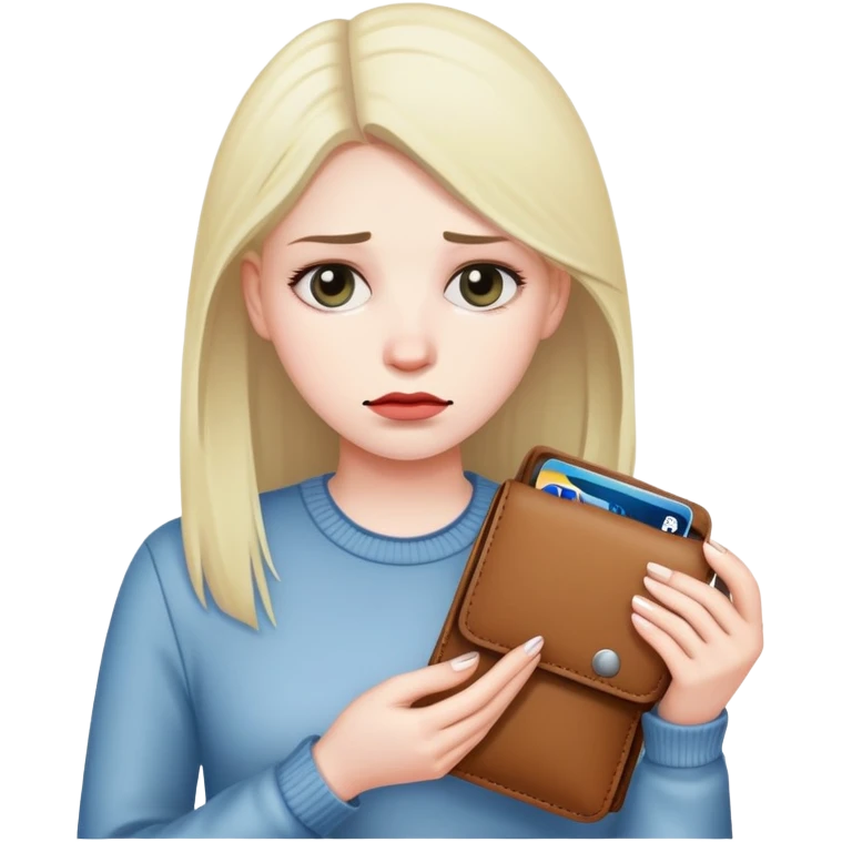 Sad woman with empty wallet emoji
