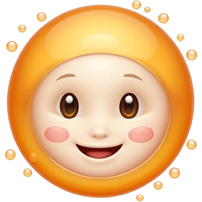 Cute, smiling, glowing stem cell with small protrusions. White background. emoji