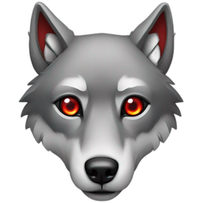 wolf as a robot with red eyes emoji
