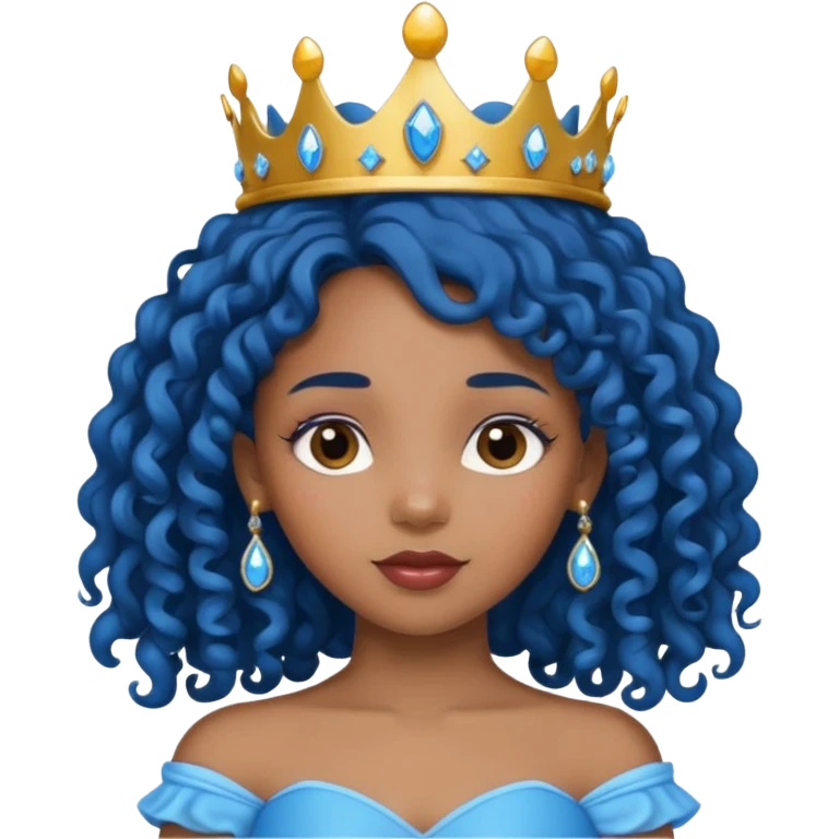 black girl blue long curlly hair princess  emoji