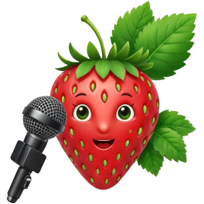 strawberries hold mic emoji