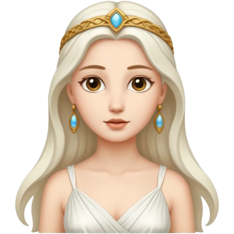 una diosa del siglos muy antiguos, la vestimenta de la diosa esta basada a ese siglo, es muy guapa, estatura normal emoji