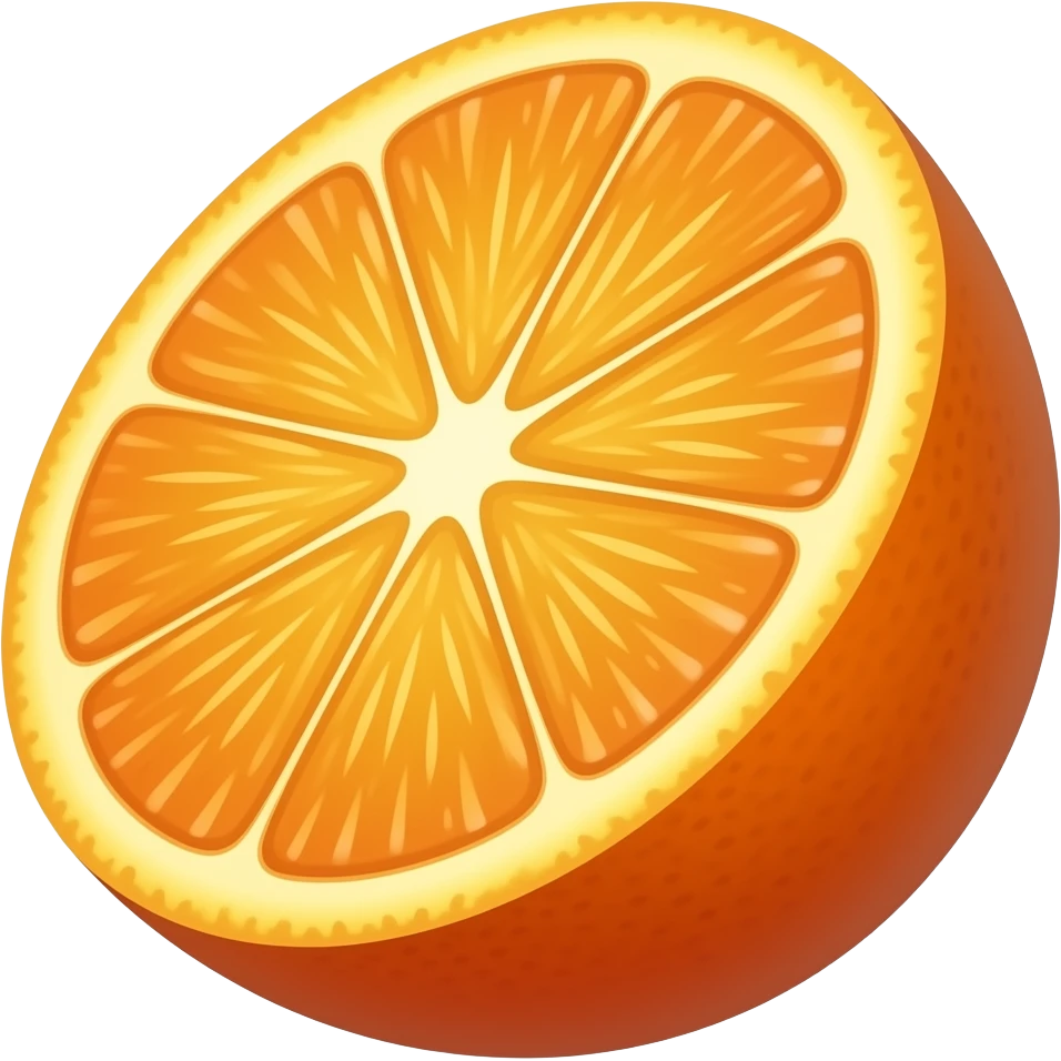 create a  entire Tangerine with segments  of fruits a side emoji