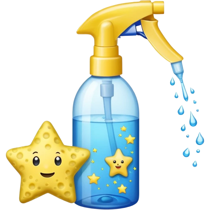 CLEANING_PRODUCTS
A cleaning set: a spray bottle with a sparkling star and a small sponge outline. emoji