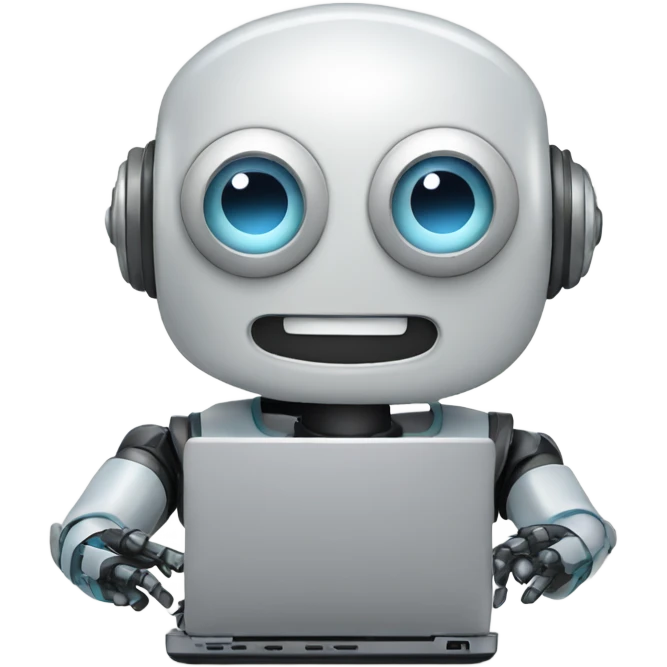 friendly happy robot on computer emoji