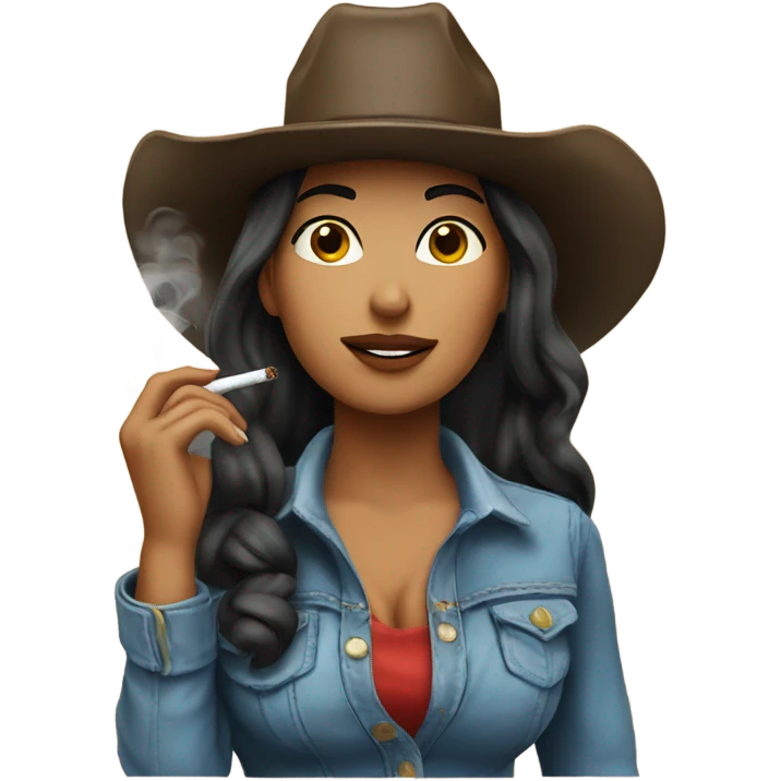 Latina Cowgirl smoking a cigarette  emoji