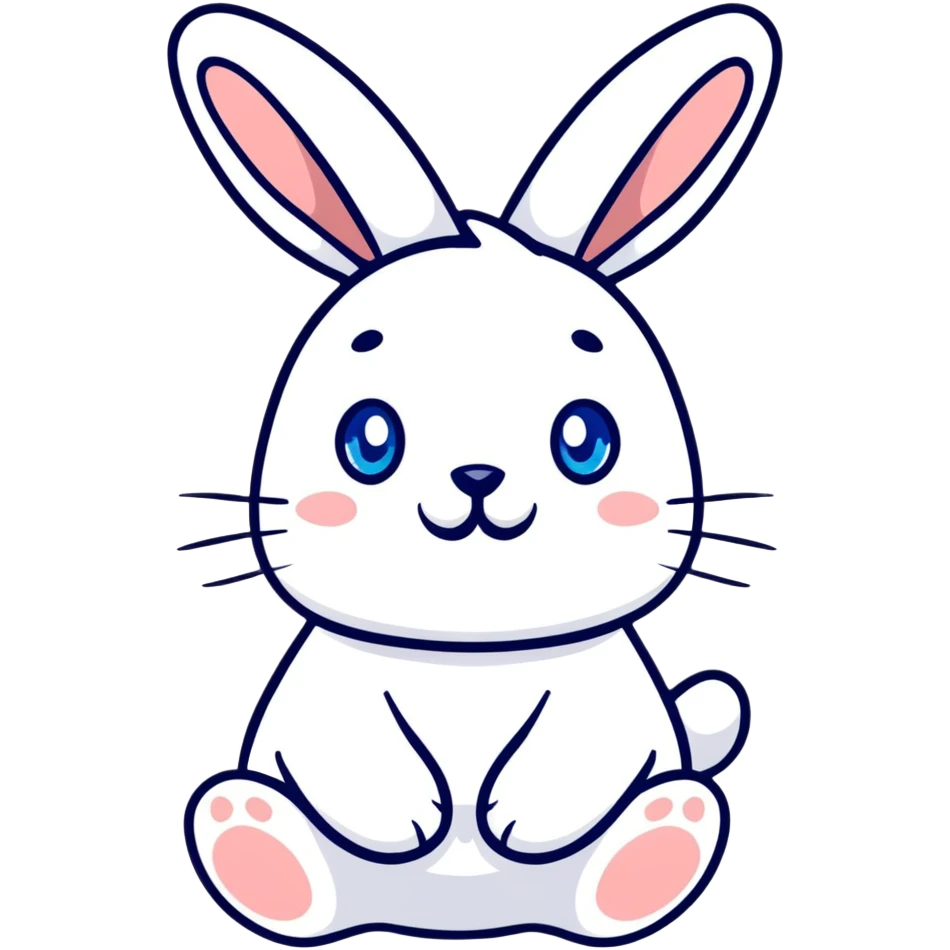 blue and white rabbit with ocean blue eyes emoji